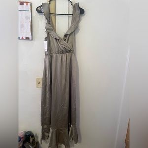 Moss Green Satin Long Dress